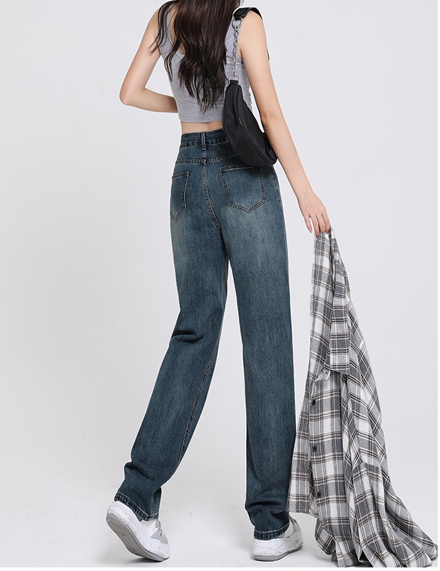 Summer drape jeans high waist mopping long pants for women