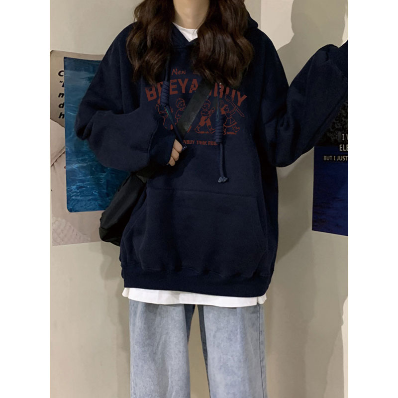 Korean style hooded hoodie cotton autumn tops for women