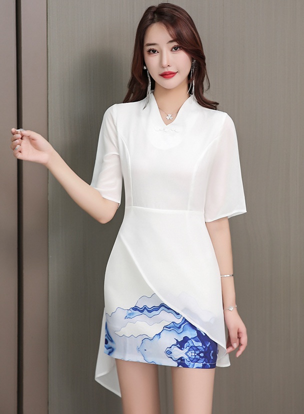 Chinese style style massage health care printing dress