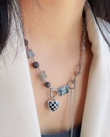 Steel beads pendant couples titanium necklace for women