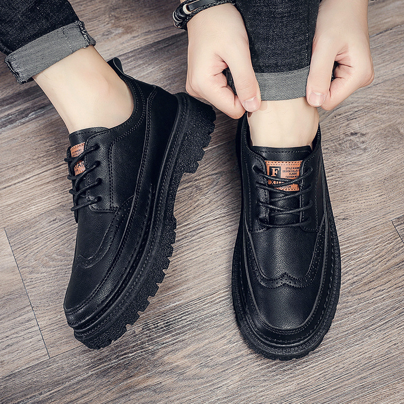 Autumn black Casual shoes low small leather shoes for men