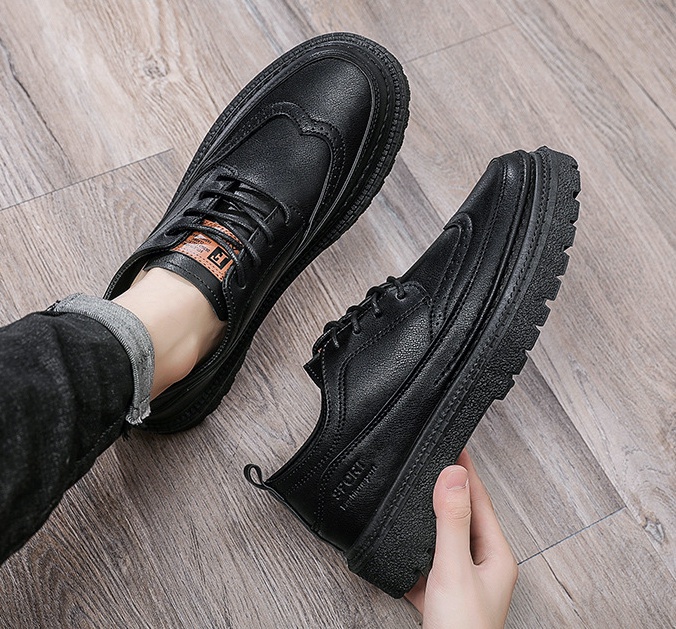 Autumn black Casual shoes low small leather shoes for men