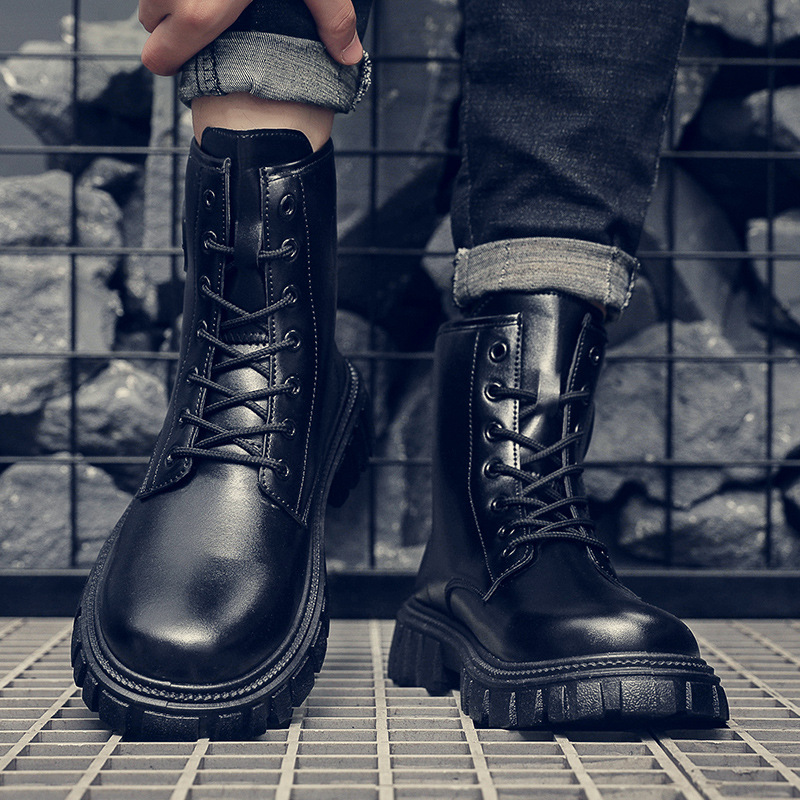 Fashion black martin boots waterproof boots for men