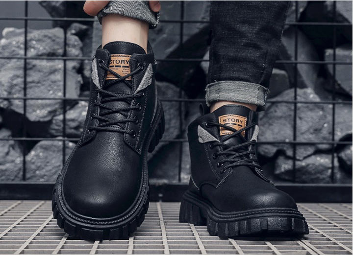 Boy wear-resisting martin boots black retro boots for men