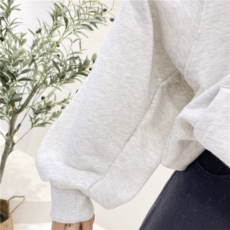 Korean style loose thermal plus velvet hoodie for women