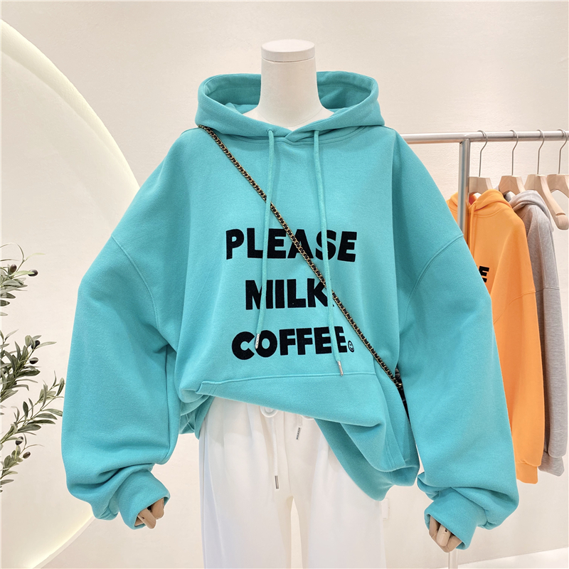 Thermal plus velvet Korean style hoodie for women