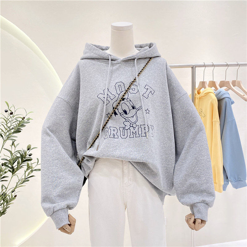Loose thermal autumn and winter Korean style hoodie for women