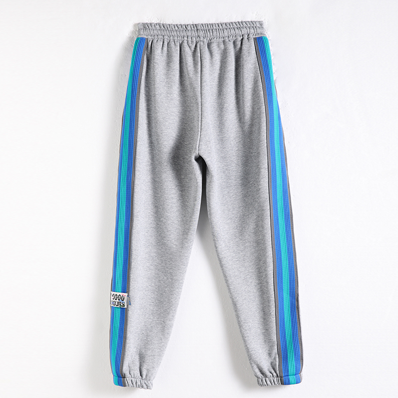 Colors-bar splice plus velvet sweatpants for women