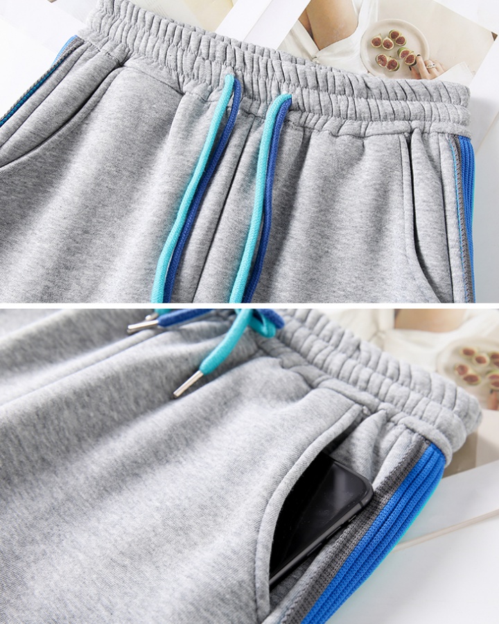 Colors-bar splice plus velvet sweatpants for women