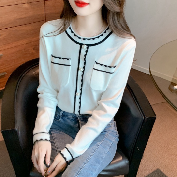 Temperament round neck tops autumn and winter bottoming shirt