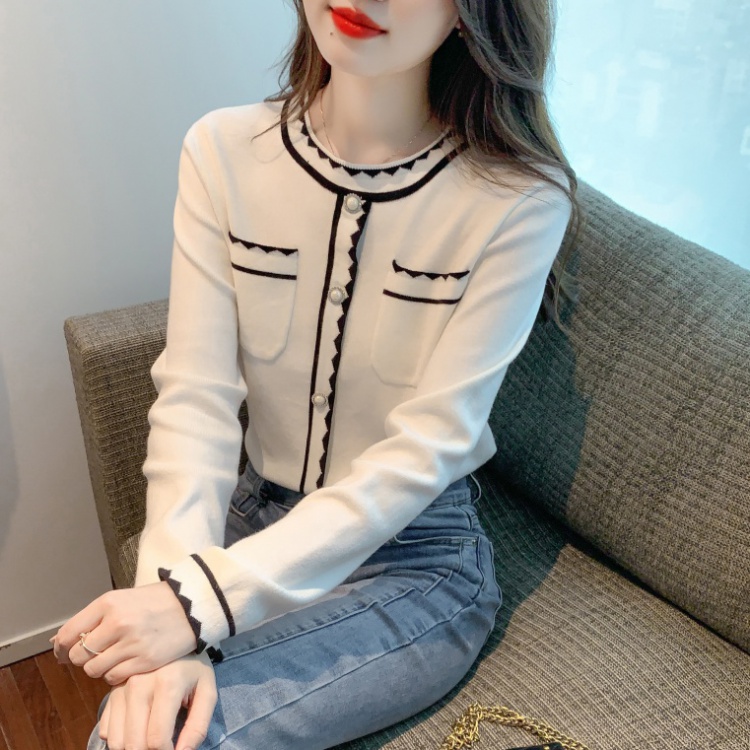 Temperament round neck tops autumn and winter bottoming shirt