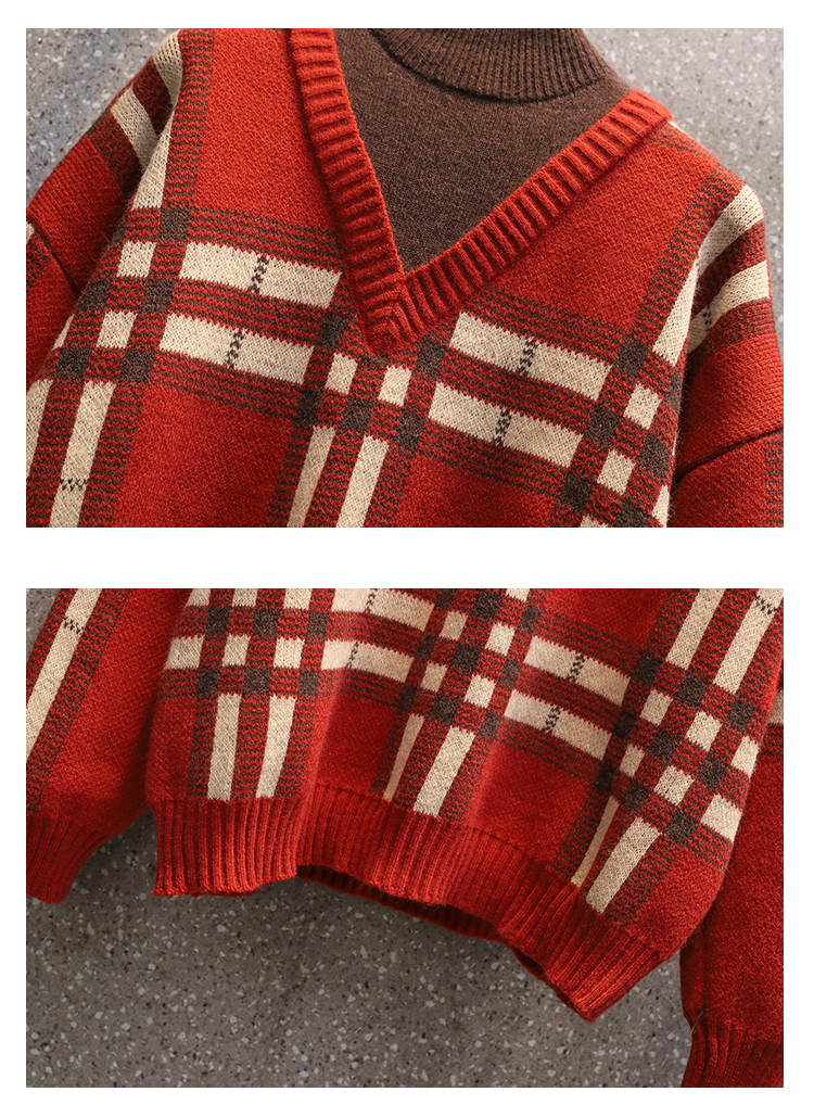 Fat long sleeve Pseudo-two temperament fashion sweater