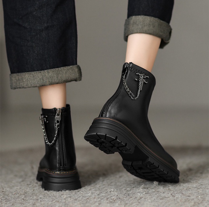 Thick autumn chain boots retro large yard short boots for women