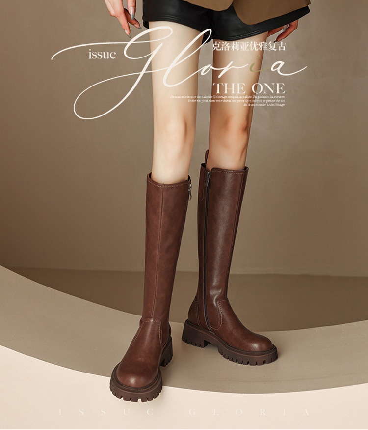 Fat all-match boots autumn thick crust thigh boots for women