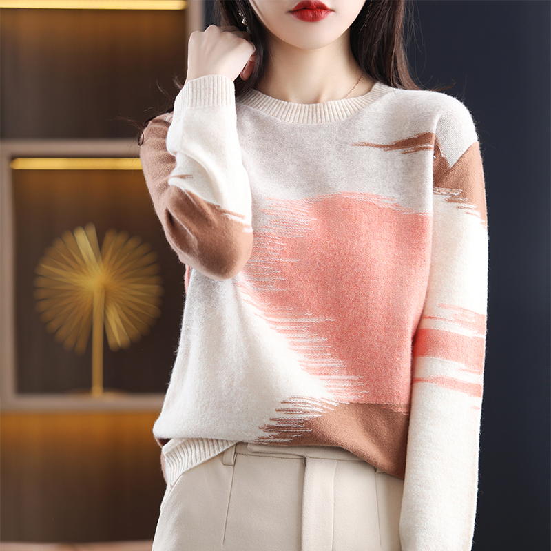 Cashmere loose shirts mixed colors bottoming shirt for women