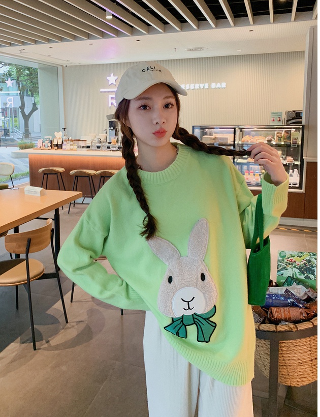 Cartoon knitted Casual fat all-match sweater for women