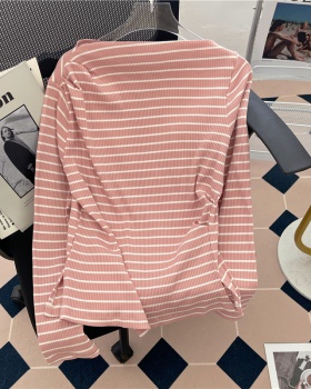 Flat shoulder long sleeve T-shirt pink tops for women