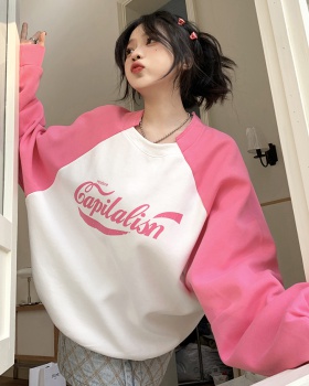 Letters lazy loose hoodie Casual long sleeve mixed colors coat