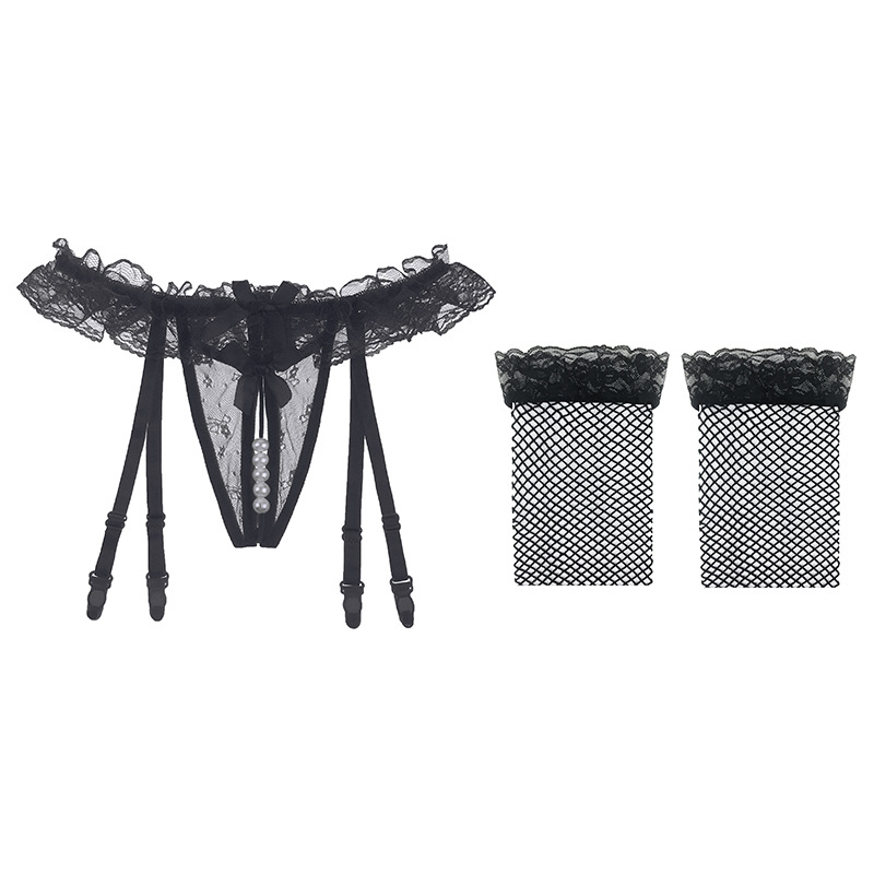 Pearl stockings enticement garter a set for women