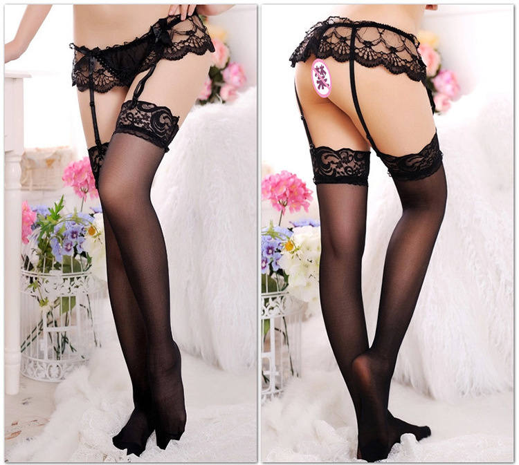 Lace collocation garter sexy stockings for women