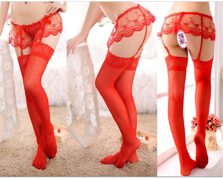 Lace collocation garter sexy stockings for women