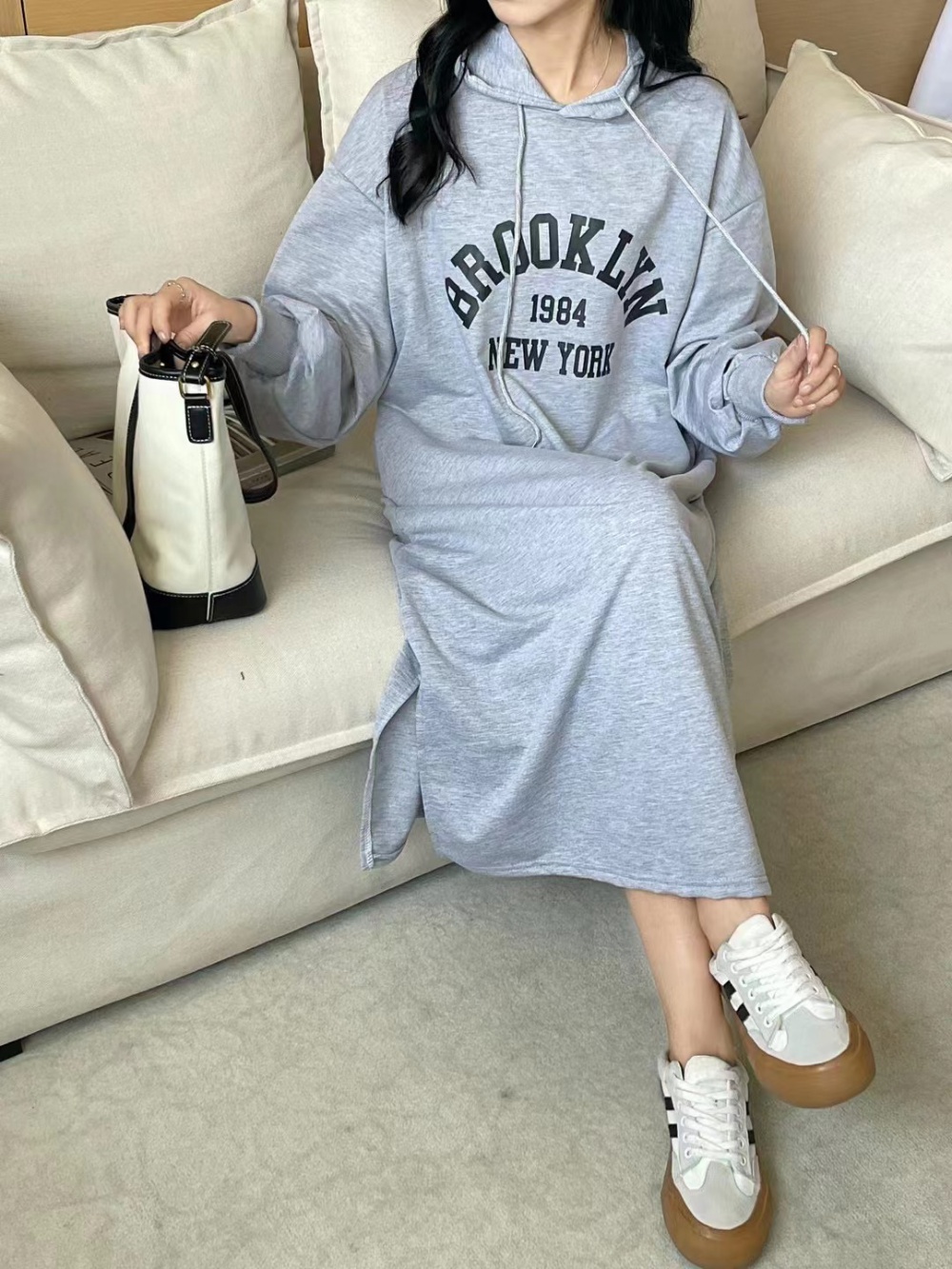 Korean style Casual hoodie pullover dress for women