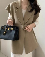 Frenum pinched waist waistcoat Korean style coat for women