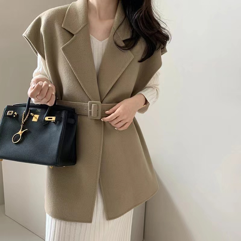 Frenum pinched waist waistcoat Korean style coat for women