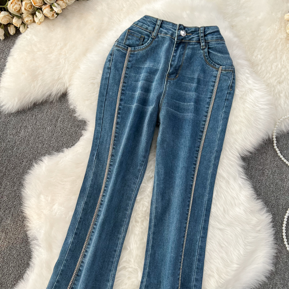 Micro speaker slim jeans retro long pants for women
