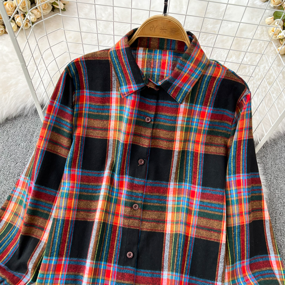Autumn and winter sleeveless shirt plaid waistcoat 2pcs set