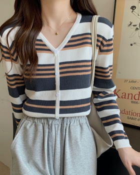 Loose Korean style tops knitted V-neck cardigan for women