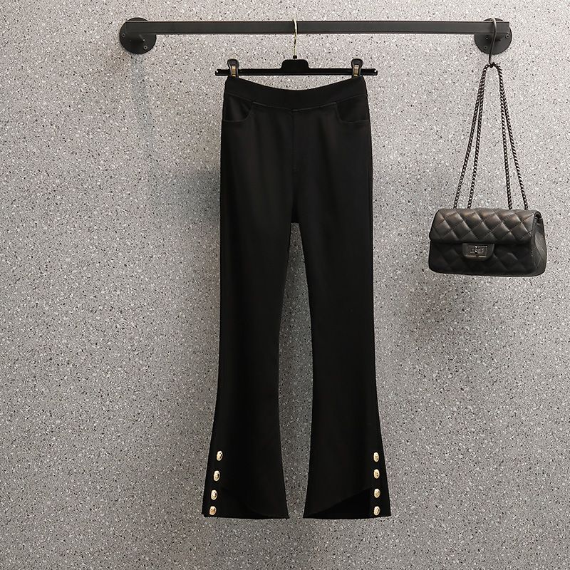 Fashion split sweater slim long pants a set for women