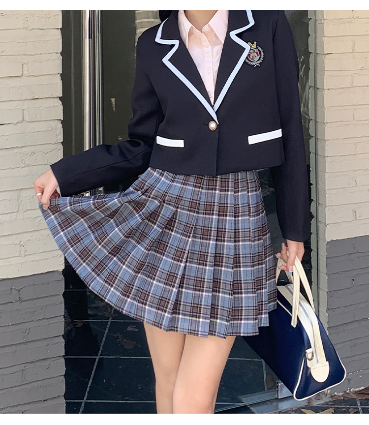 Short British style uniform slim skirt 2pcs set