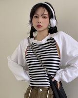 Short stripe personality autumn Korean style hoodie