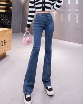 Tight denim sexy front pocket long pants for women