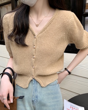 Autumn short tops short sleeve Korean style sweater