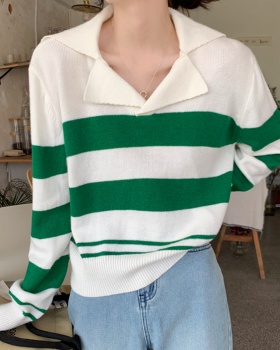 Autumn stripe sweater Korean style tops