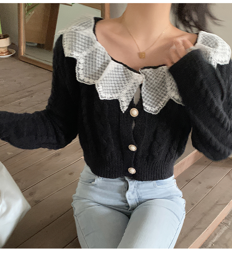 Pure Korean style short twist autumn long sleeve sweater