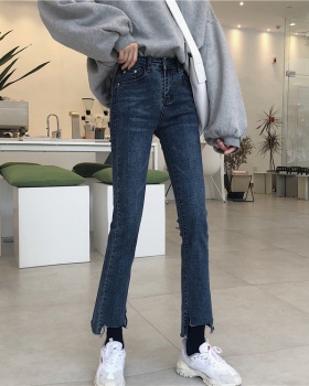 Korean style slim nine pants irregular jeans