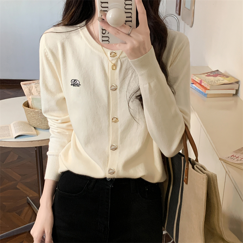Short autumn and winter sweater bottoming embroidery coat