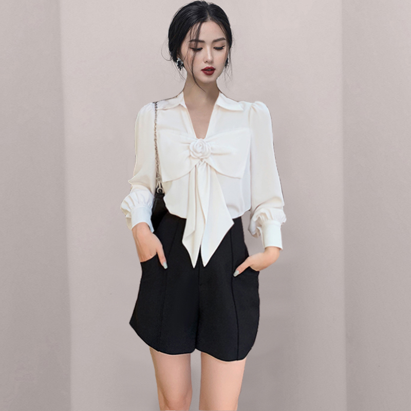 White France style shirt long sleeve temperament tops