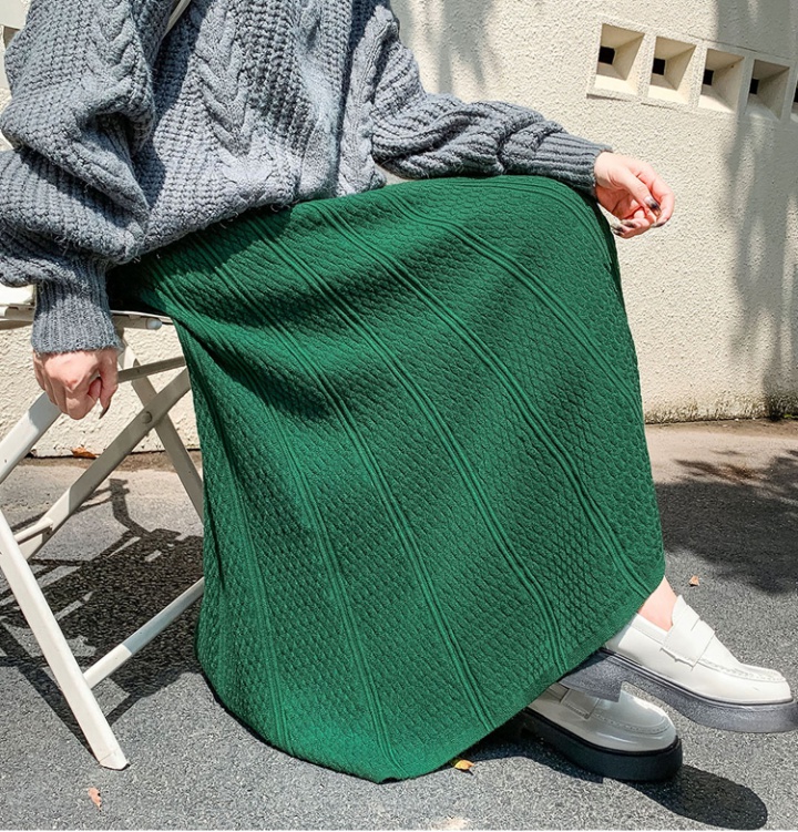 High waist pleated knitted skirt for women