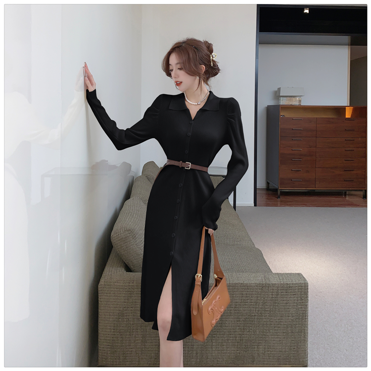 Fashion temperament autumn and winter knitted retro dress