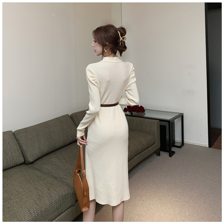 Fashion temperament autumn and winter knitted retro dress