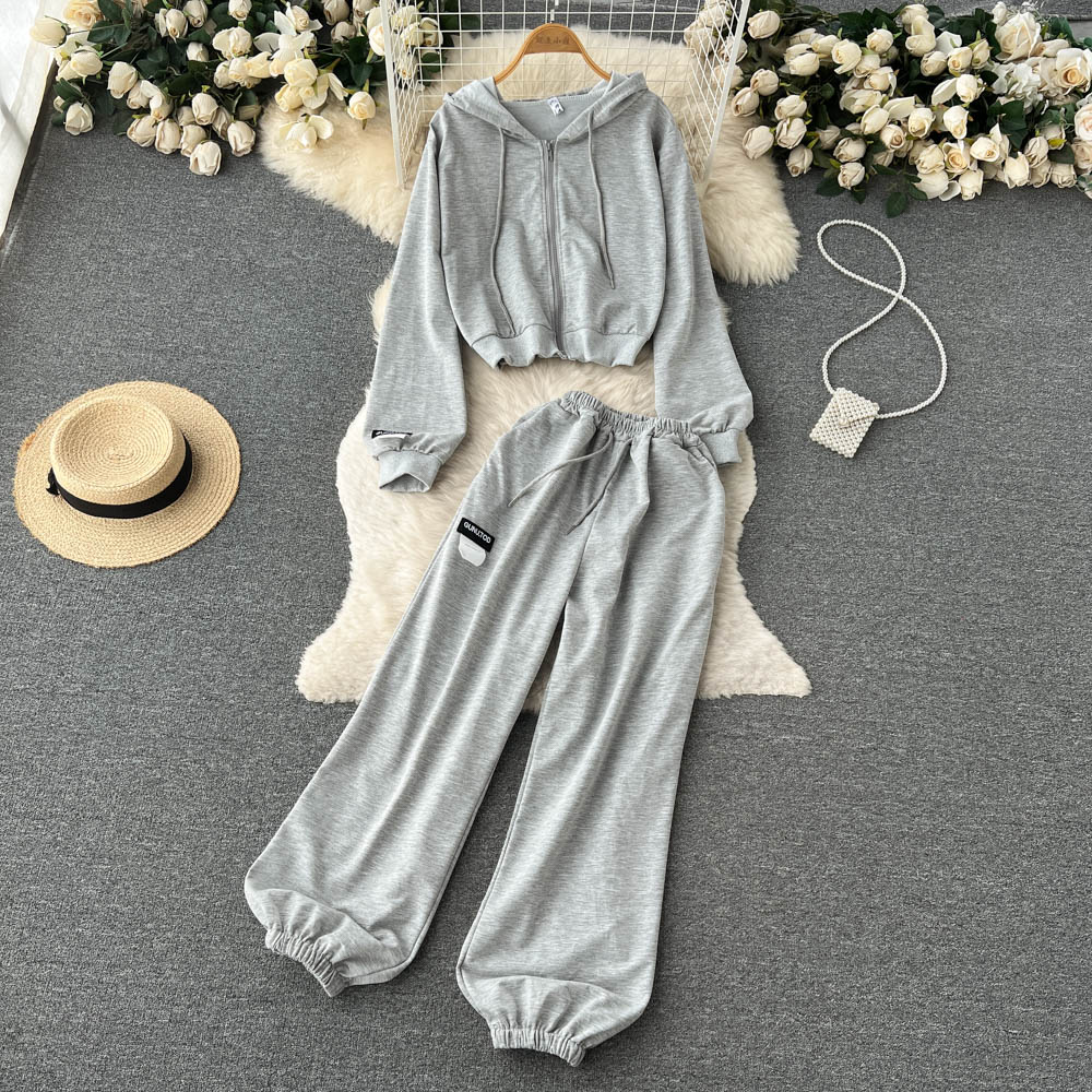 Western style hoodie Casual long pants 2pcs set for women