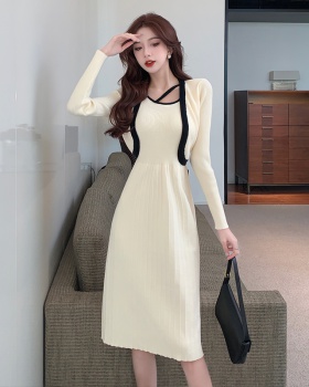 Tender square collar sweater dress bottoming knitted dress