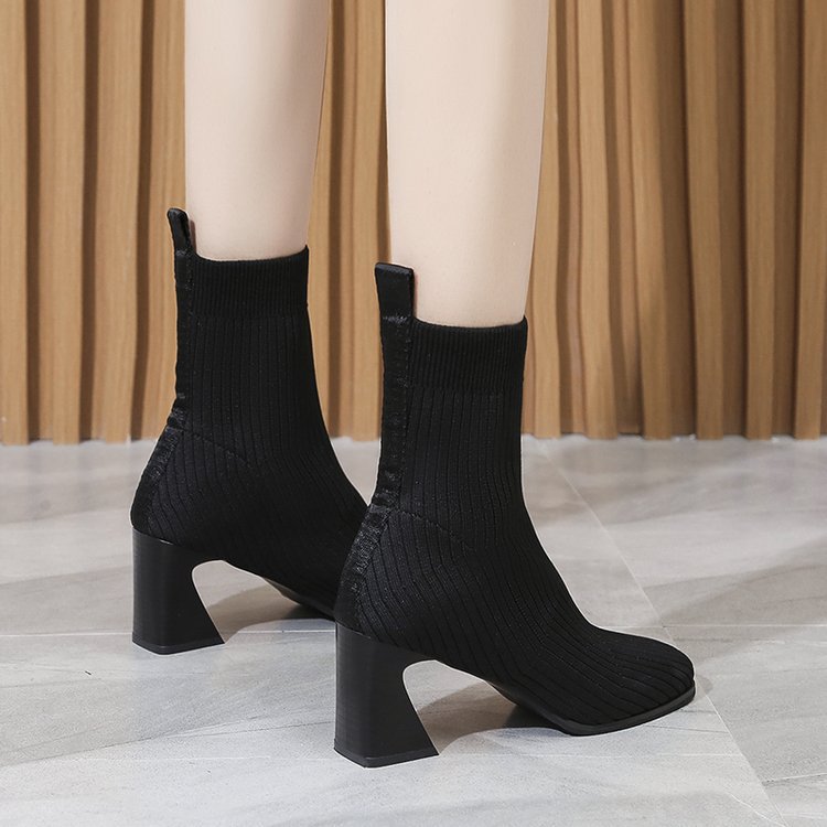 Korean style middle-heel boots thick winter martin boots