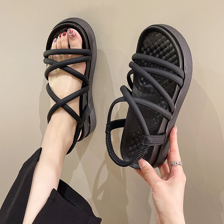 Elastic rome shoes thick crust sandals for women
