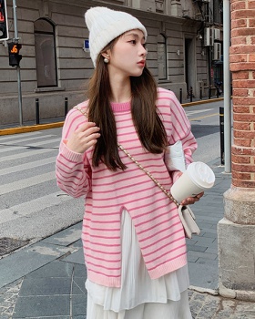 Slim knitted mixed colors sweater for women