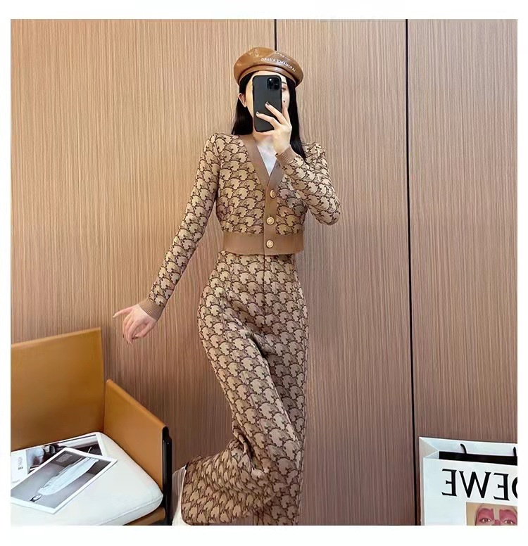 Spring fashion Casual knitted casual pants 2pcs set for women